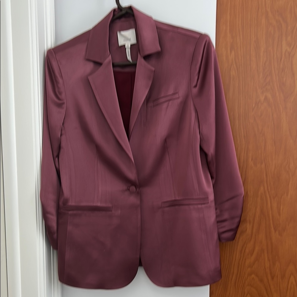 Cinq a Sept Mauve Blazer w/ Structured Fabric, Padded Shoulders, Notched Lapels